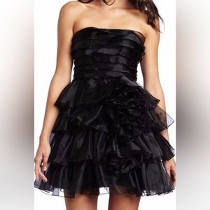 Jessica Simpson Black Tiered Ruffle Strapless Dress